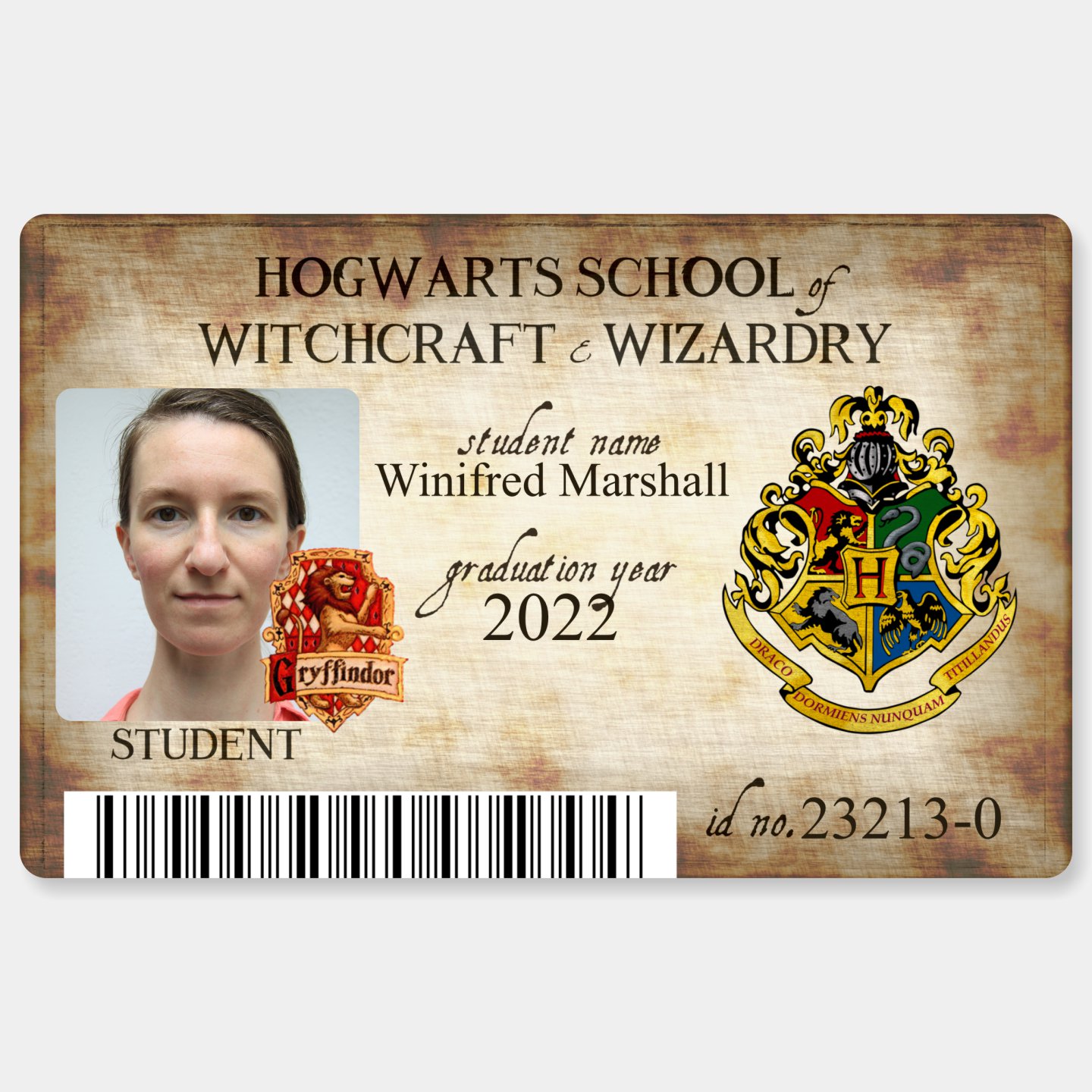 Harry Potter ID Badge-Hufflepuff House Student Identification cosplay costume 