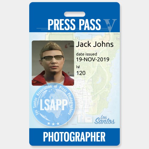 GTAV Photographer Press Pass FRONT